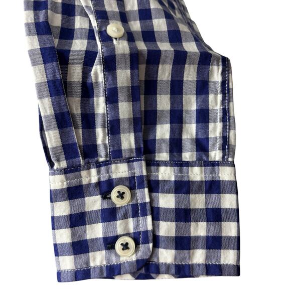 UNTUCKit Blue White Gingham Checkered Button Down Womens 0 Classic Preppy NWT - Picture 6 of 13